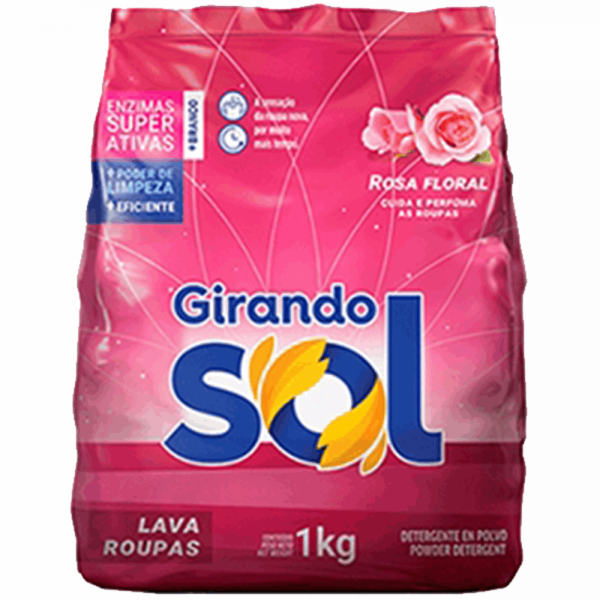 Lava Roupas Po Girando Sol 1kg Sac.Rosa