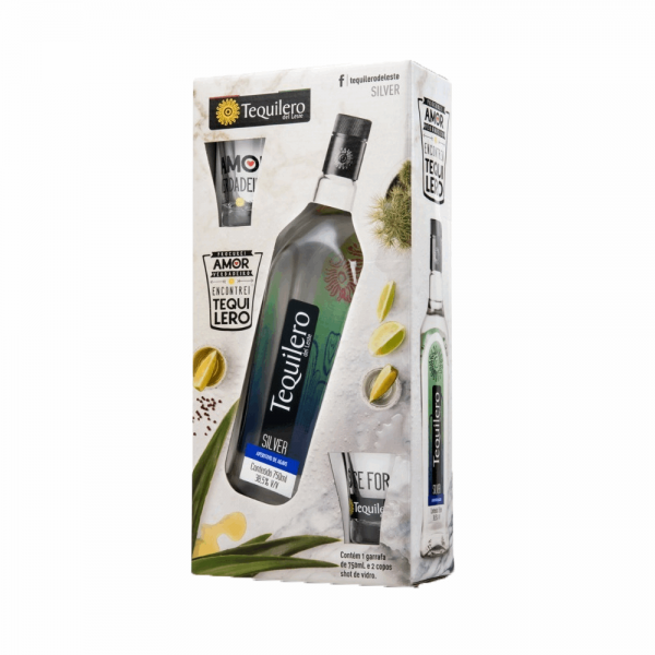 Kit Tequila Tequilero 750ml+2copo Prata