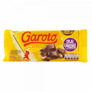 Barra Chocolate Garoto 90gr Caju Passas